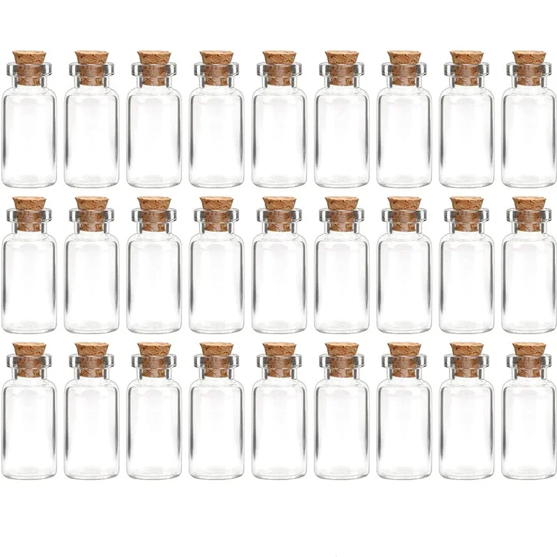 10Pcs 5ml--30ml Mini Glass Bottles with Cork Stoppers Spell Jars Potion Vials Wish Message Bottles For Favors Gift DIY Crafts