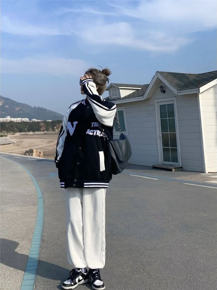 

Женская винтажная бейсбольная куртка в американском стиле, весенне-осенняя повседневная верхняя одежда, модное модное пальто в стиле Ins