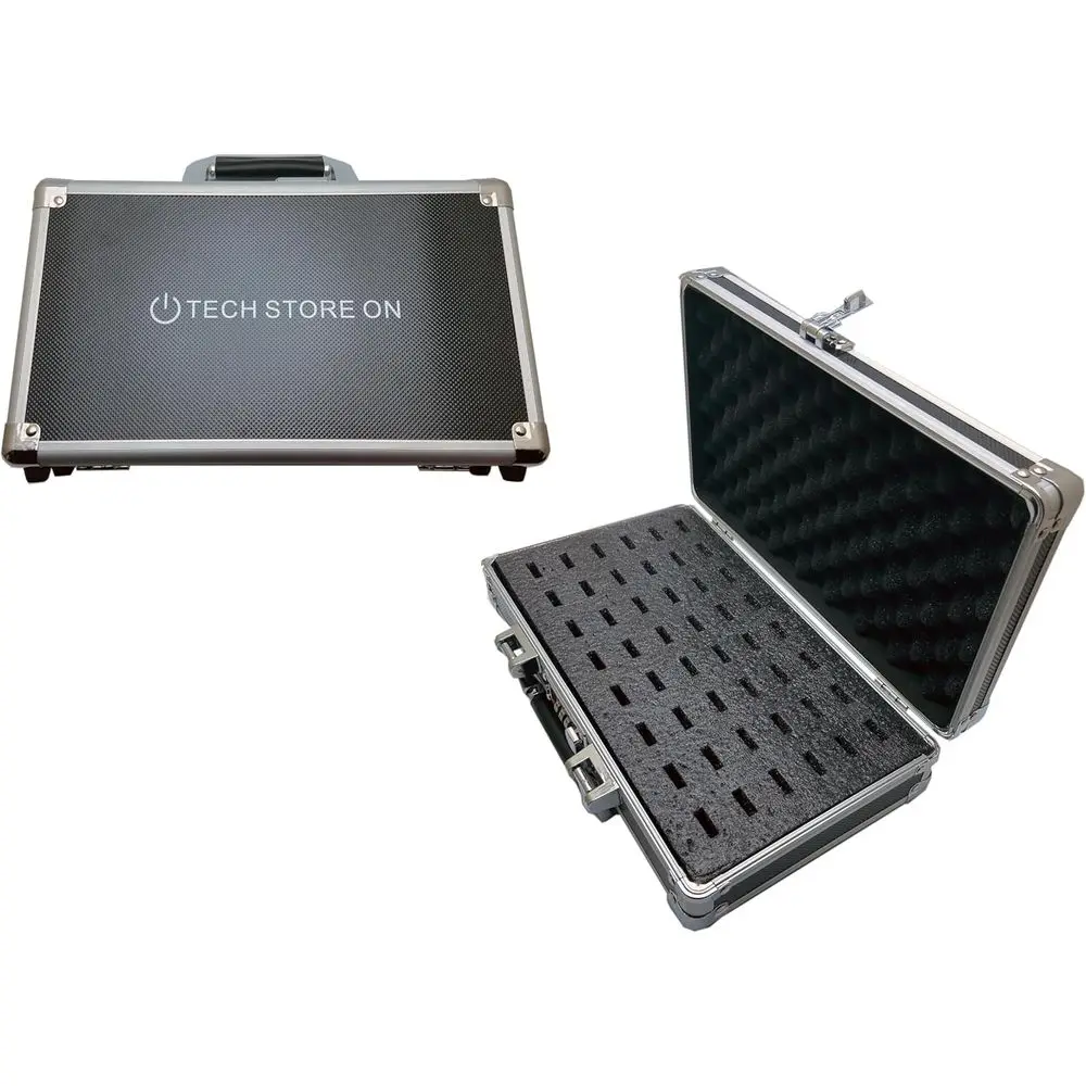 

TECH STORE ON USB Drive Organizer Case (48 Slots with Handle) – Shockproo & Antistatic Storage Box with Combination Lock | Large