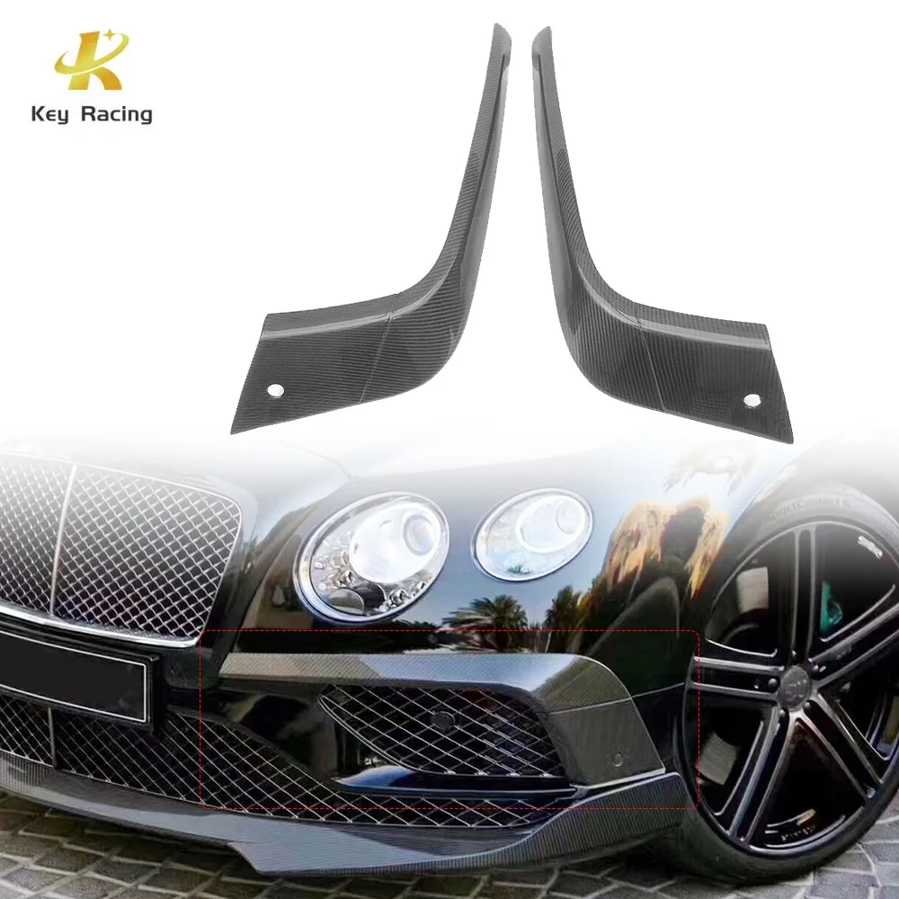 Bentley GT Front Bumper Air Knife Vent Trim Carbon Fiber ST Style Front Fog Lamp Frame Cover Trim For Bentley Continental GT