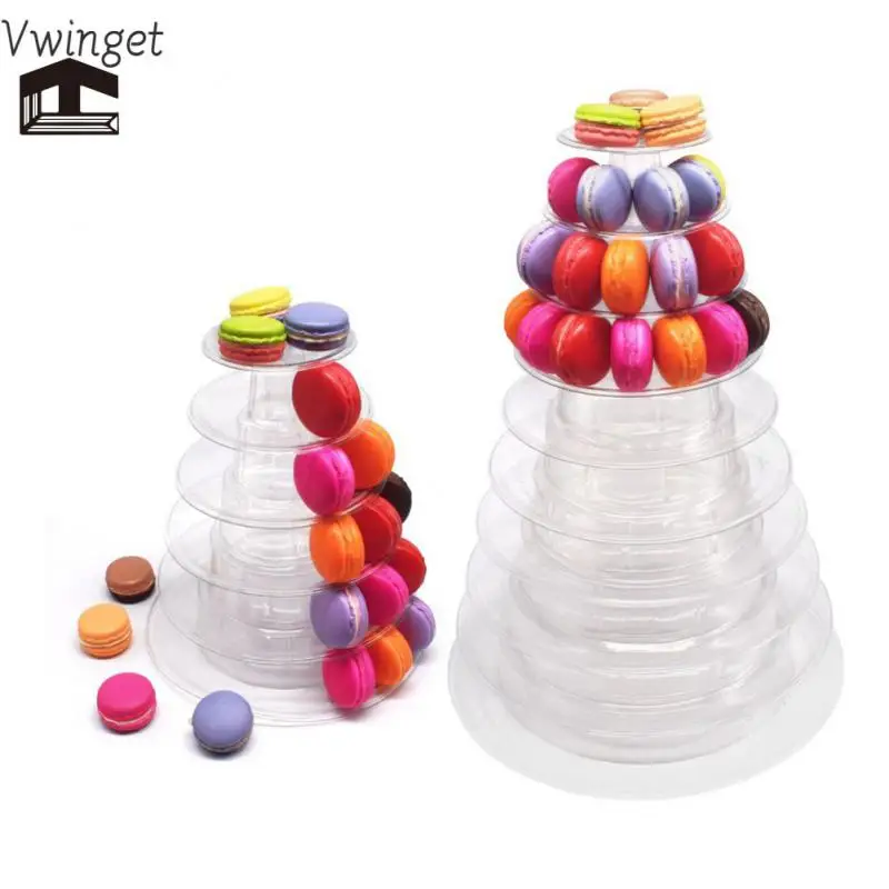 Tiers Round Macaron Tower Stand Cake Display Rack Cupcake Stand Desserts Display for Baby Shower Wedding Birthday Decoration