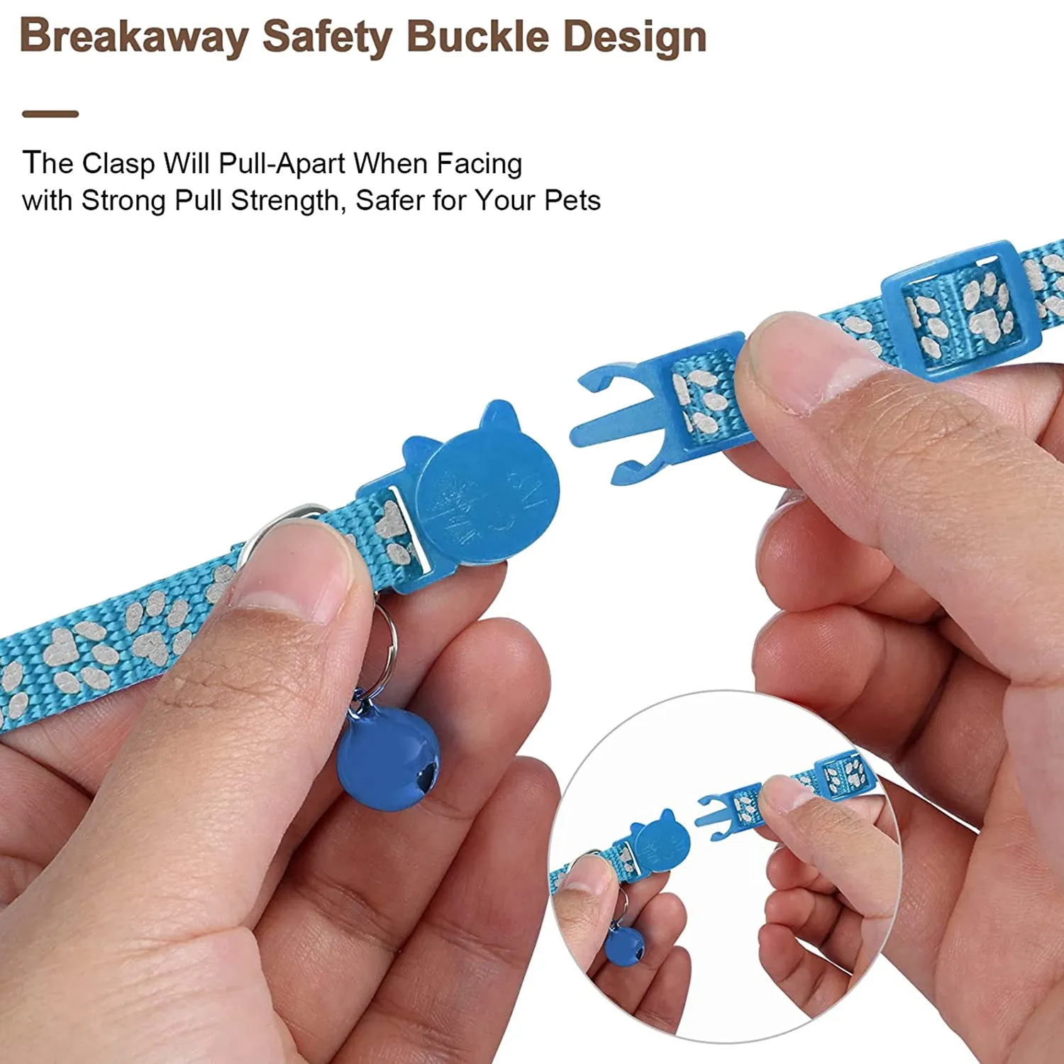 Premium-Cat Collar, for Air Tag Cat Collar with Safety Buckle and Bell, Reflective Cat Collar in 3/8Inch Width Blue
