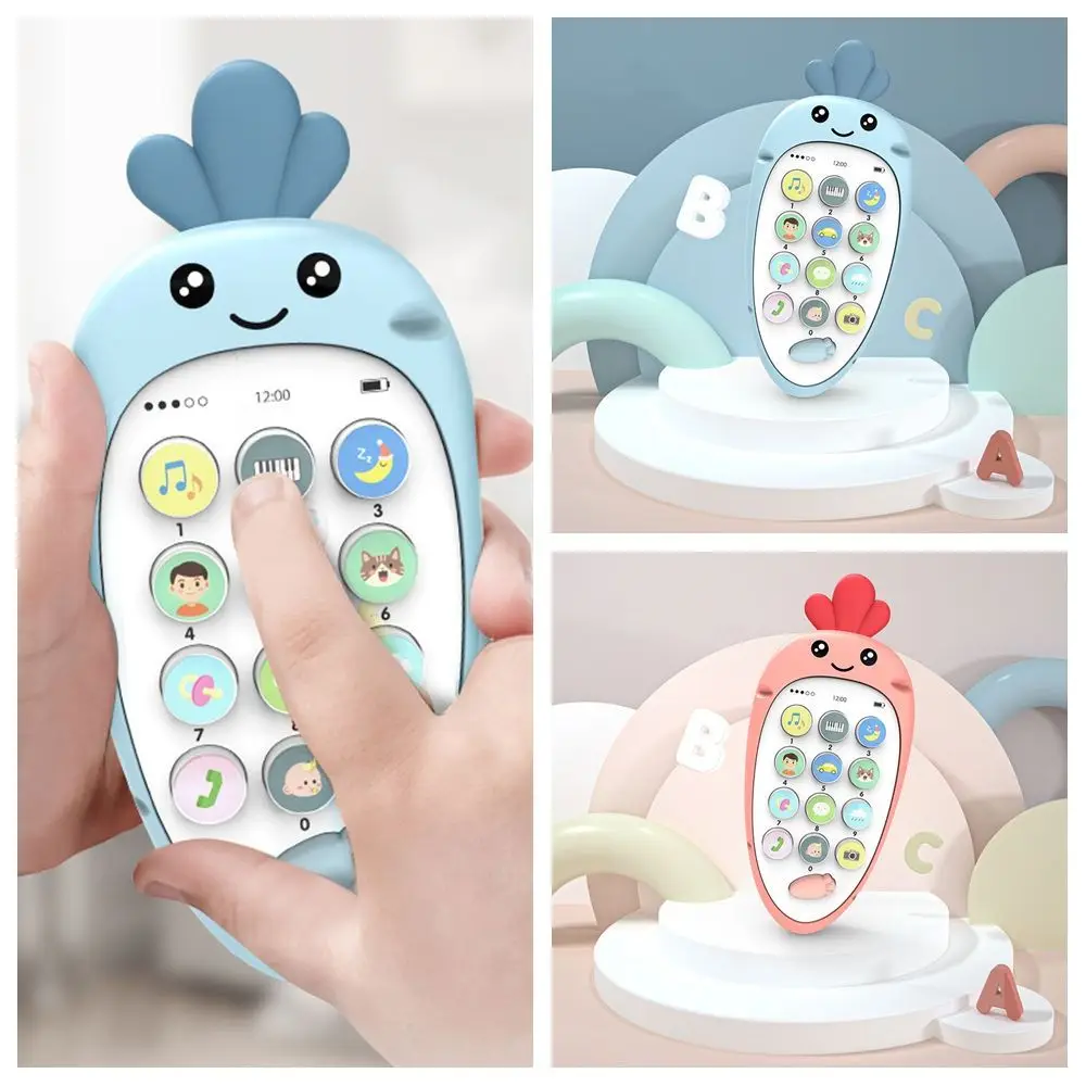 Simulation Phone Electronic Baby Cell Phone Toy Voice Toy Silicone Phones Musical Toys Safe Music Control Music Sleeping Toy