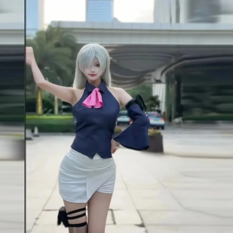 Anime I Sette Peccati Capitali Elizabeth Liones Cosplay Ragazze Estive Gonna Bianca sexy Uniformi Vestito da Festa di Halloween Womenx;2'a,6.h