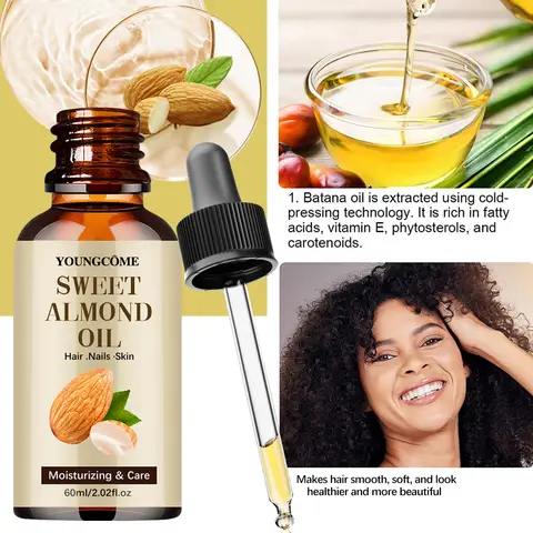 SWEET ALMOND OIL for Hair Growth Scalp Treatment Lightweight Hair Oil 100% Pure, Unrefined Oil from Honduras, Strengthens Adds