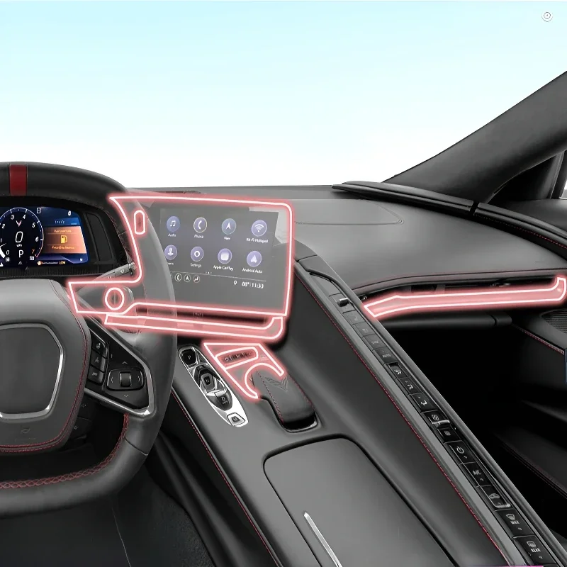 FOR Chevrolet Corvette C8 2021-2025 Dashboard Multimedia Navigation Transparent Anti-Scratch Protection Film Modification