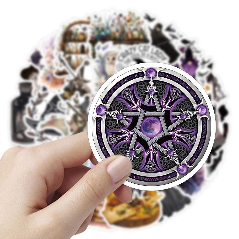 

10/30/50pcs Cartoon Witch Magic Sticker Vinyl Cool Decals Waterproof Graffiti Laptop Luggage Skateboard Goth Sticker Wholesale