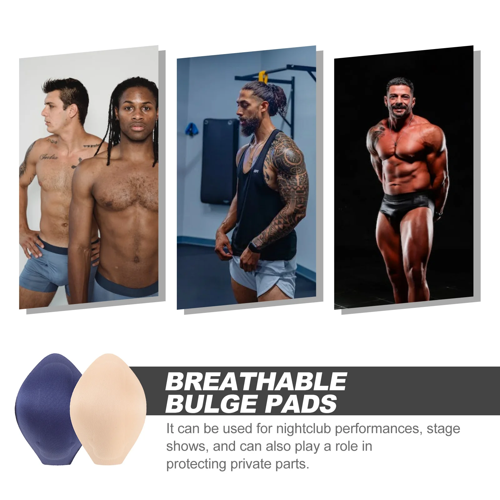 

2Pcs Bulge Pads Lightweight Flexible Underwear Bulge Cushion Large Space Prevent Slide Enhancing Cups for Stage