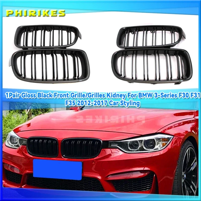 

1Pair Gloss Black Front Grille/Grilles Kidney For BMW 3-Series F30 F31 F35 2012-2017 Car Styling