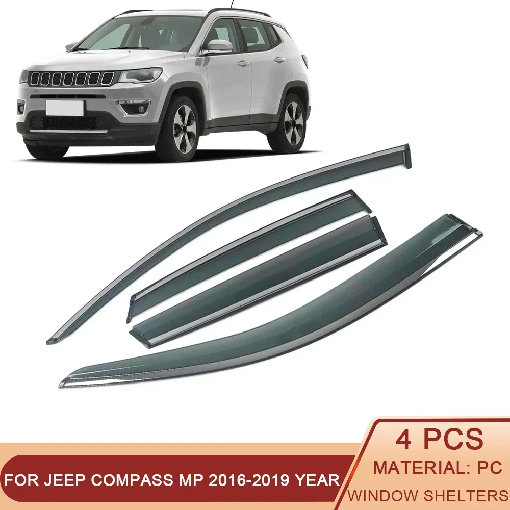 

For JEEP Compass MP 2016-2019 Car Window Sun Rain Shade Visor Shield Shelter Protector Cover Trim Frame Sticker Accessories