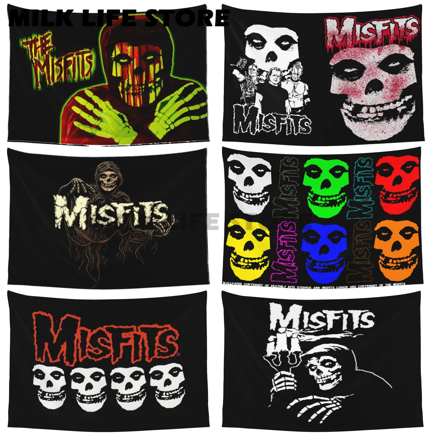 Double-sided 90x150cm 3x5 Ft Misfits Rock Band Flag Polyester Digital Printing Banners for Garage or Out Door Decoration