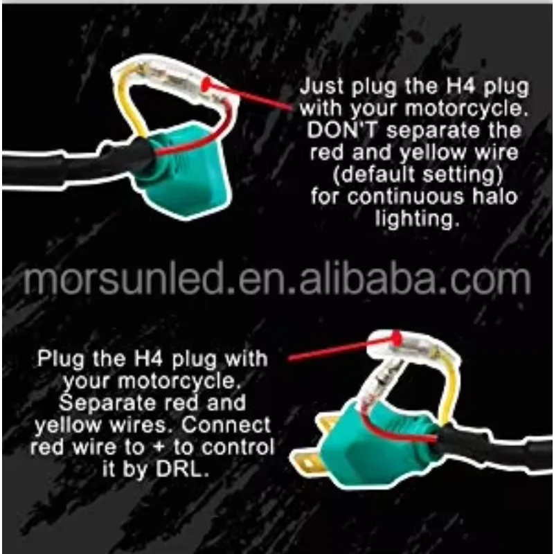 Morsun 5-3/4 5.75 بوصة مجموعة مصابيح LED مستديرة هالو مرحبا/لو شعاع المصابيح الأمامية للدراجات النارية لملحقات الدراجات النارية هارلي #6