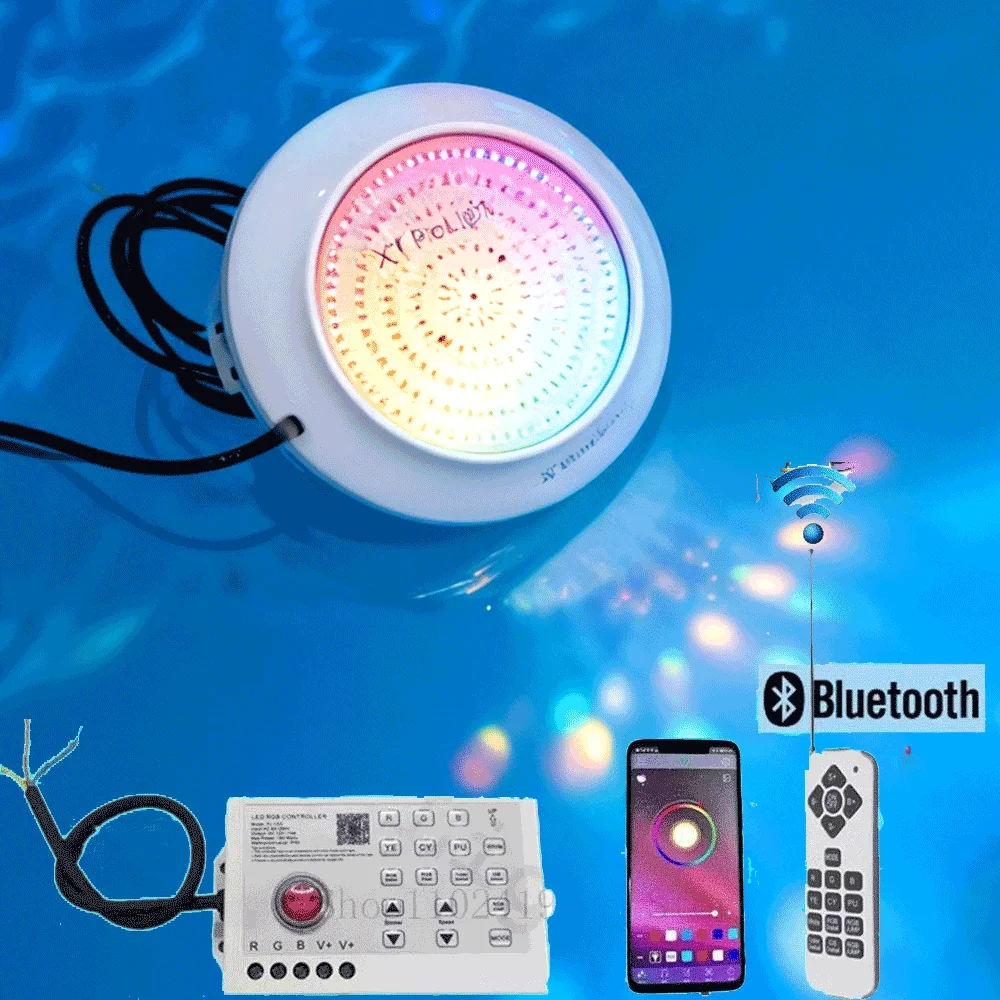

Светодиодный RGB-светильник для бассейна 25 Вт 12 В IP68 с управлением по Bluetooth через приложение, уличный подводный светильник 18 Вт, ландшафтный светильник для фонтана, прожектор для бассейна