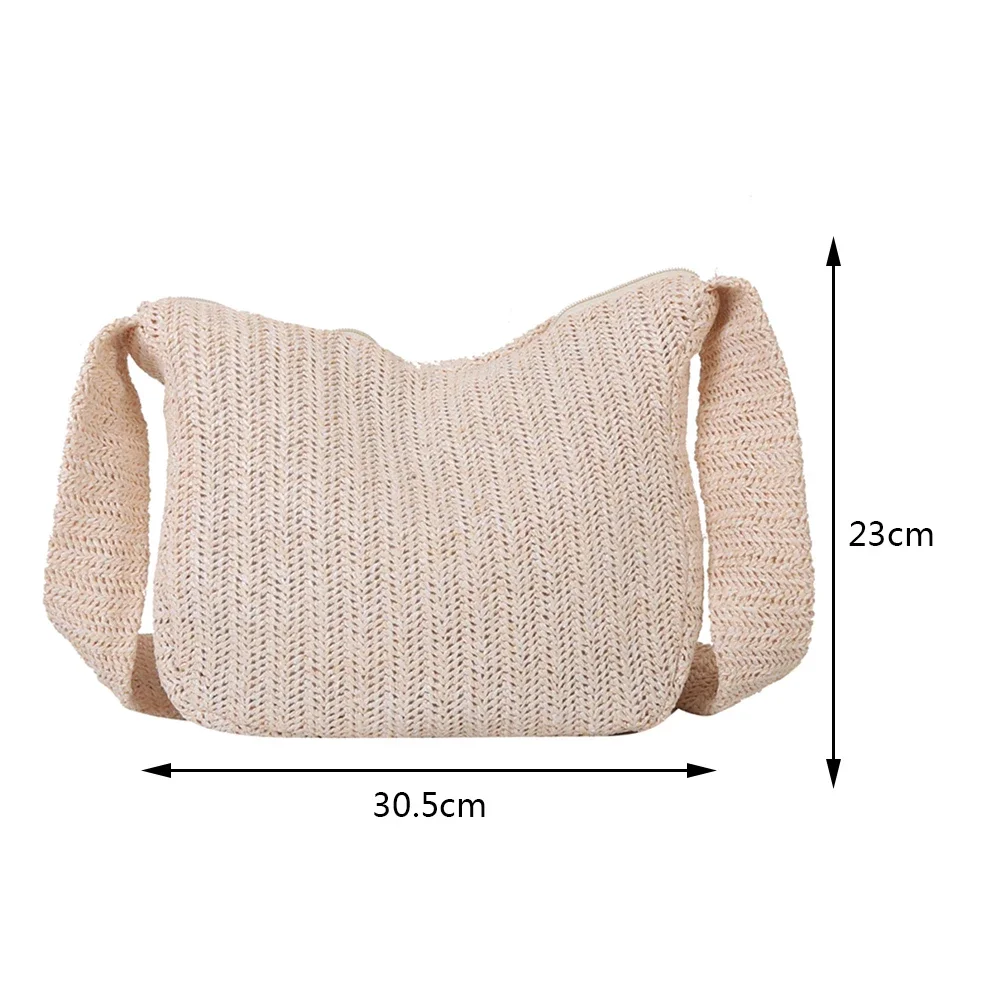 Luxury Design Women Raffia Straw Bag Large Capacity Knitted Tote Handbag Summer Beach Vacation Bohemian Shoulder Bag for Female