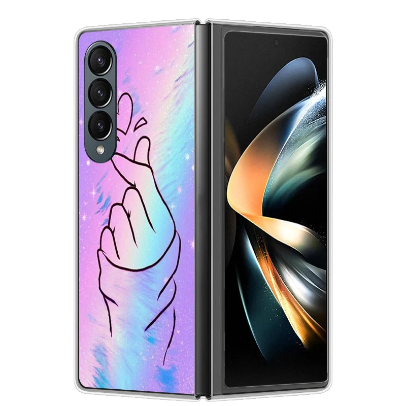 Para Samsung Z Fold 5 funda bonita de moda dura transparente para teléfono Samsung Galaxy Z Fold5 5G ZFold 4 6 5G carcasa protectora ZFold6