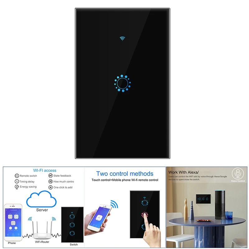 Contact Light Switch Wifi Smart Home Wall Switch US/ AU Standard For Google Home Alexa Smart Life APP