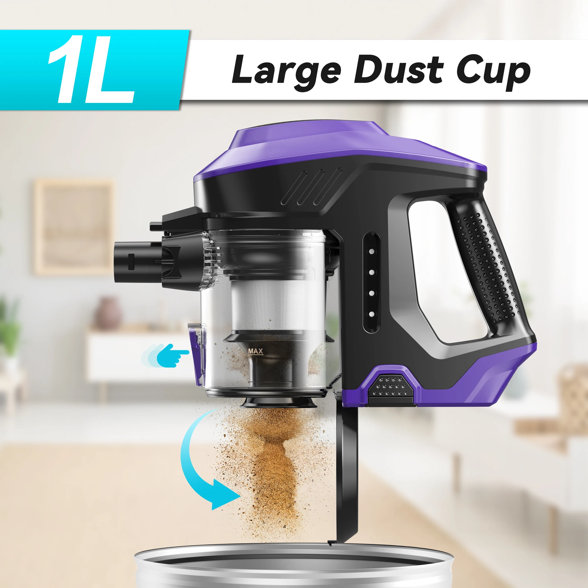 INSE M500 Cordless Vacuum Cleaner,1L Large dust cup, 180W Motor  Handheld Vacuum for Hard Floor Carpet Pet Hair