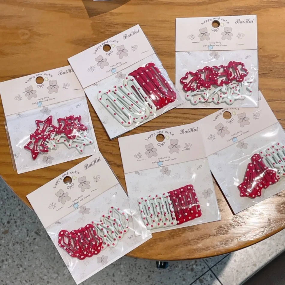 

48 шт., зажимы BB в горошек для маленьких девочек, зажим для челки со звездами, маленькая милая крутая заколка для девочек, красная заколка для волос, набор аксессуаров для волос, зажимы для челки ZX07