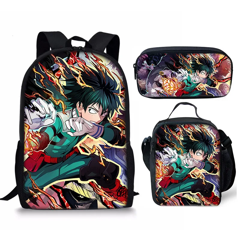 Classic Creative My Hero Academia 3D Print 3pcs/Set pupil School Bags Laptop Daypack Backpack Lunch bag Pencil Case