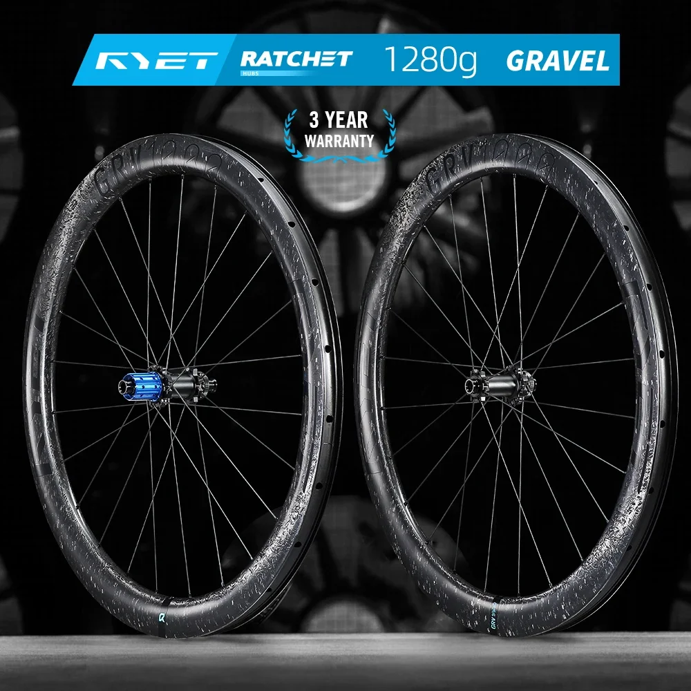 

RYET 1280 г гравийная карбоновая колесная пара 52T керамическая стойка-концентратор сверхлегкие спицы бескамерный готовый центральный замок шириной 31 мм аэродинамический легкий вес