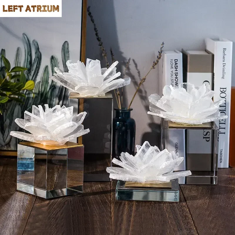 

Transparent Flower Crystal Crafts Ornaments Living Room Decoration Crystal Base Flower Artwork Room Aesthetics Decor Furnishings