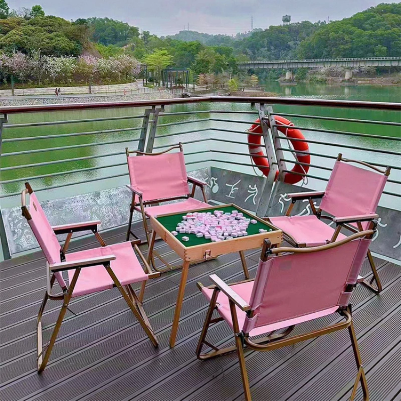 

Outdoor Camping Mahjong Table Pink Convenient Foldable and Easy to Store Portable Spring Travel Set