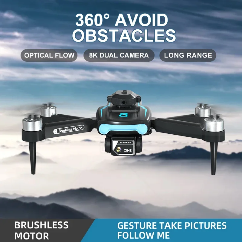 New Drone 8K HD Dual Camera Brushless Motor Obstacle Avoidance Dron RC Helicopter Foldable Quadcopter Toy For Xiaomi