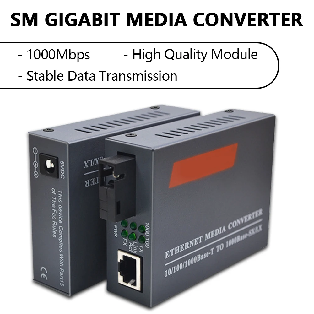 

OPTFOCUS 1 Pair Gigabit Fiber Optical Media Converter 1000Mbps SM Transceiver SC Module 20km A B Transceiver Free Shipping