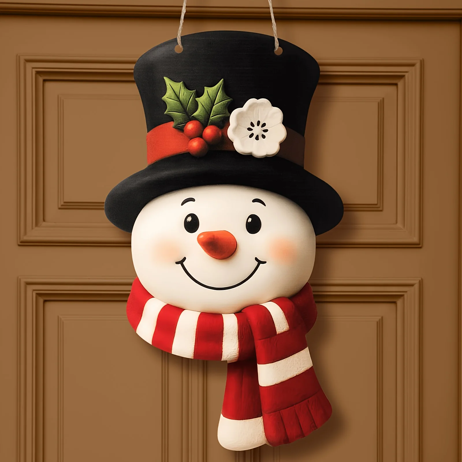 Christmas Winter Snowman Hanging Ornament, Farmhouse Countryside Christmas Door Welcome Wreath Decor,Halloween, Christmas