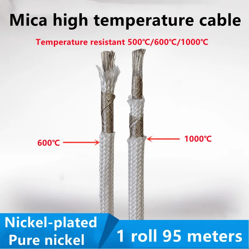 Cavo ad alta temperatura in nichel puro mica intrecciato filo ignifugo riscaldamento elettromagnetico 20 18 17 15 13 11 9 6AWG filo nichelato in