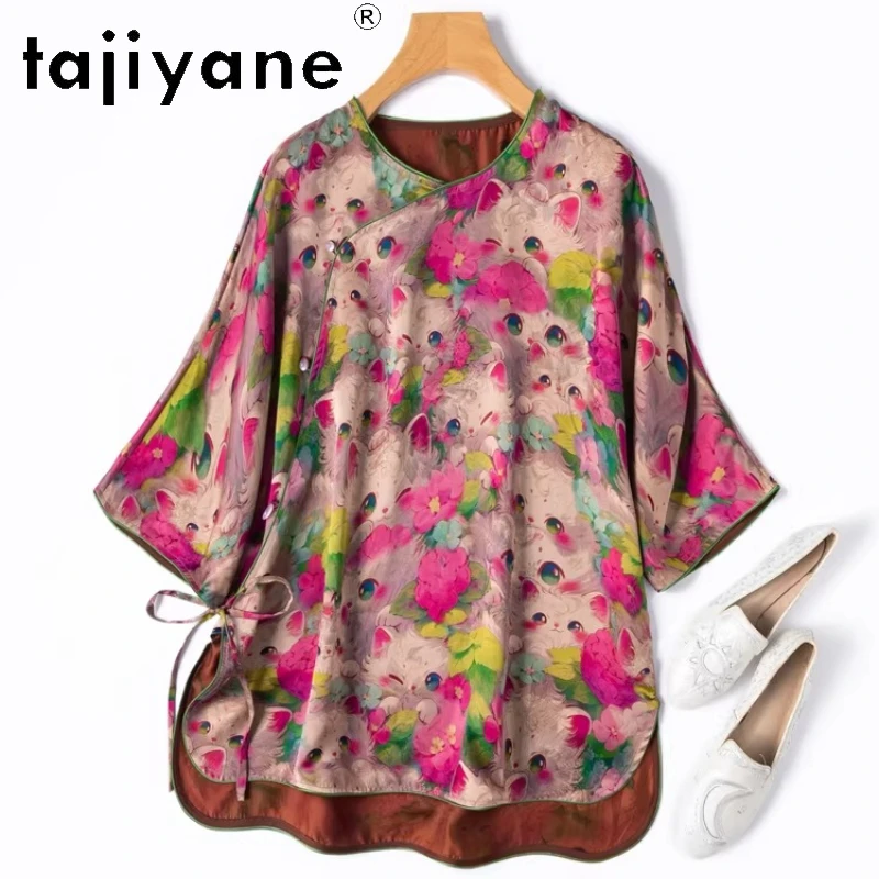 

TAJIYANE 100% Natural Mulberry Silk Blouse Elegant Xiangyun Sha Printed Shirt Woman Summer Tops Women Clothing 2026 Camisas