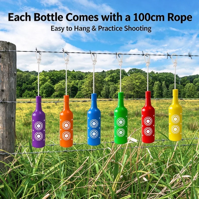 New Shooting Training Target Multi Color Shatter Resistant Plastic Bottle Indoor Outdoor Practice Target with Hanging Rope