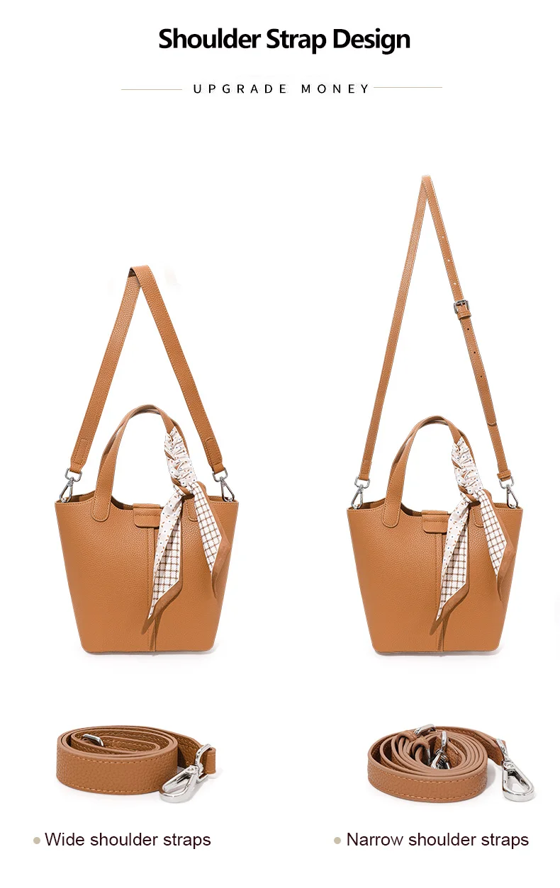 Aidrani Echtleder-Beuteltasche für Damen, Handtasche im Korbstil aus Rindsleder mit Litschi-Muster, vielseitige Umhängetasche für den Arbeitsweg – Detail 5