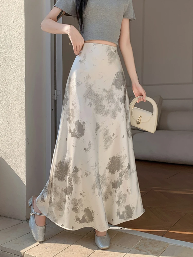 Gonna a trapezio sottile a vita alta estiva Gonna da donna allentata da strada alla moda femminile Gonna da donna attillata dolce chicly elegante da donna