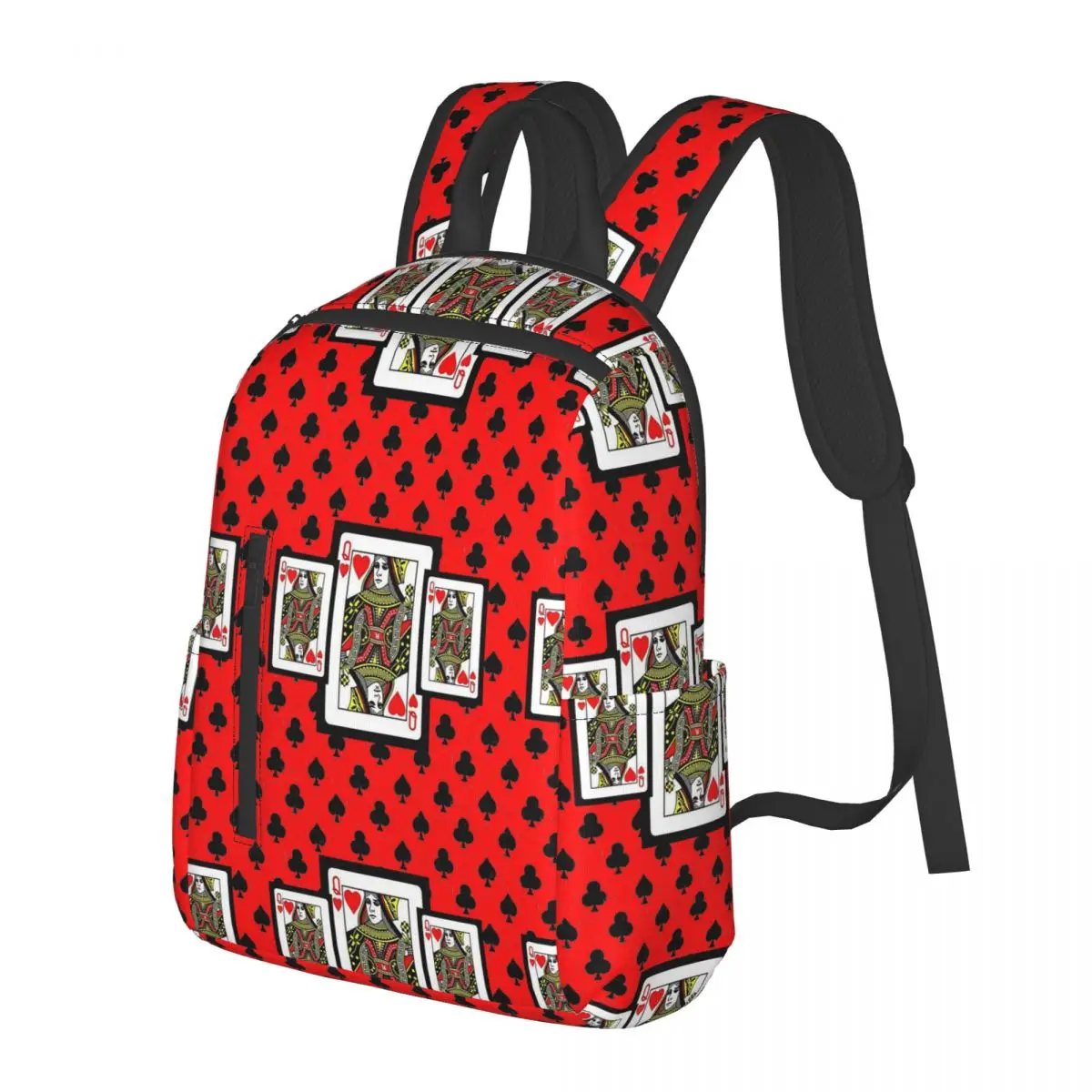 Casino Nights Red Queen Of Hearts Student Backpack School Bag Hiking Travel Daypack for Men Women Bookbag Shoulder Bags