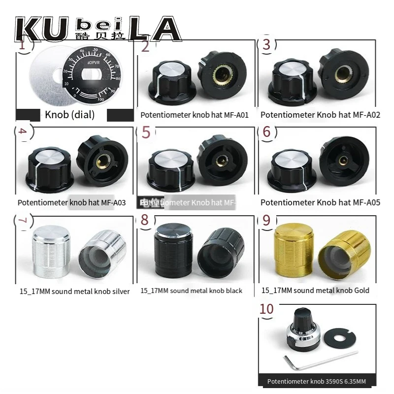 MF-A01 A02 A05 Potentiometer WTH118/RV24 Knob Bakelite Knob Hat Scale Aluminium Alloy