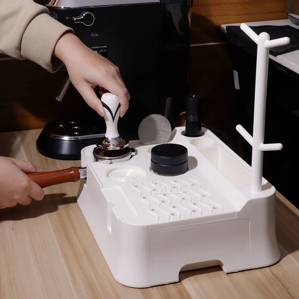 Italian Coffee ABS Portafilter Holder Storage Rack, Tamper Station, Coffee Portafilter Stand, Knock Box & Coffee Tamper