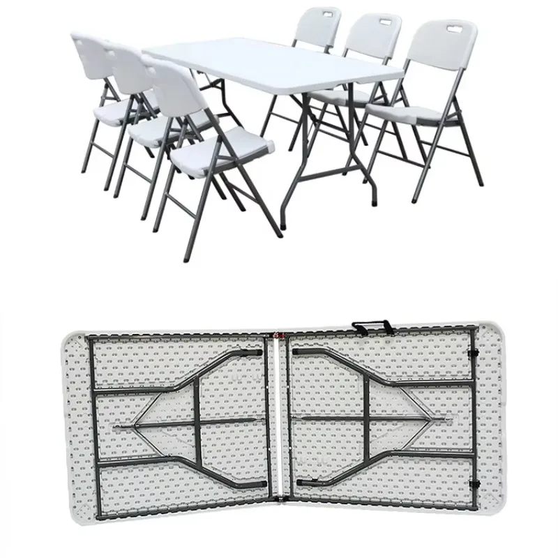 

Hot Sale Indoor Outdoor Event Wedding Rectangle White HDPE Plastic Folding Picnic Table