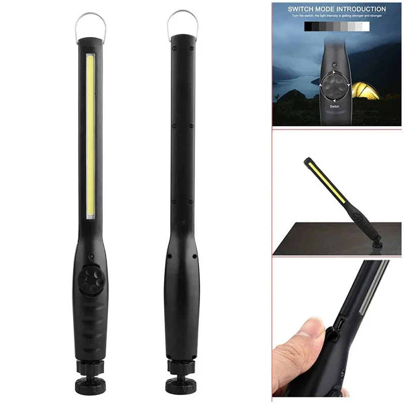 1/2/4PC COB Flashlight Magnetic Work Light USB Rechargeable Torch Hook Portable Lantern Inspection Light Camping Car Repair Lamp