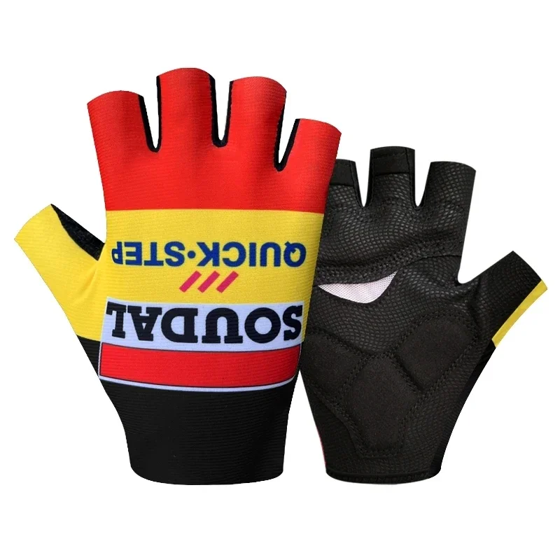 

2024 SOUDAL QUICK STEP TEAM BELGIUM One Pair Half Finger Cycling Jersey Gloves MTB Road Mountain Bike Bicycle Gel Gloves