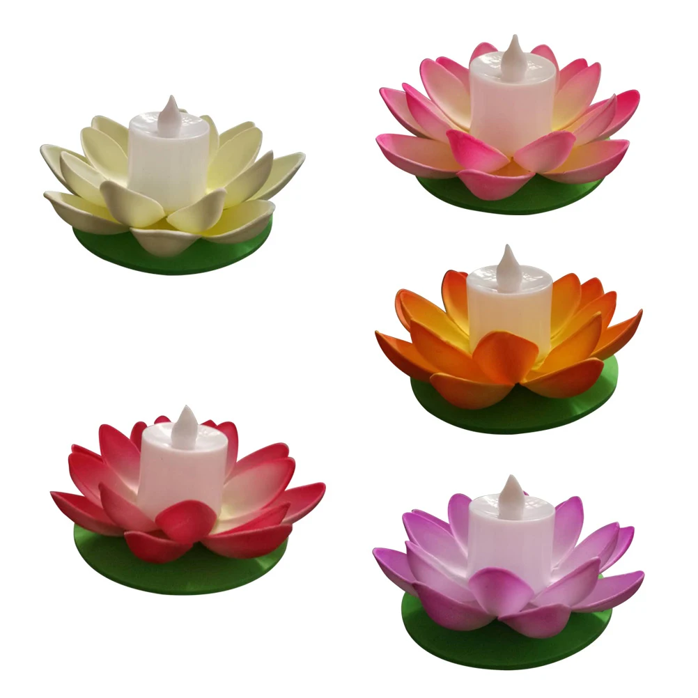 

5Pcs Lotus Lantern Artificial Lamp Decorations Pool Water Features Home Weddings Parties Flameless LED Lights