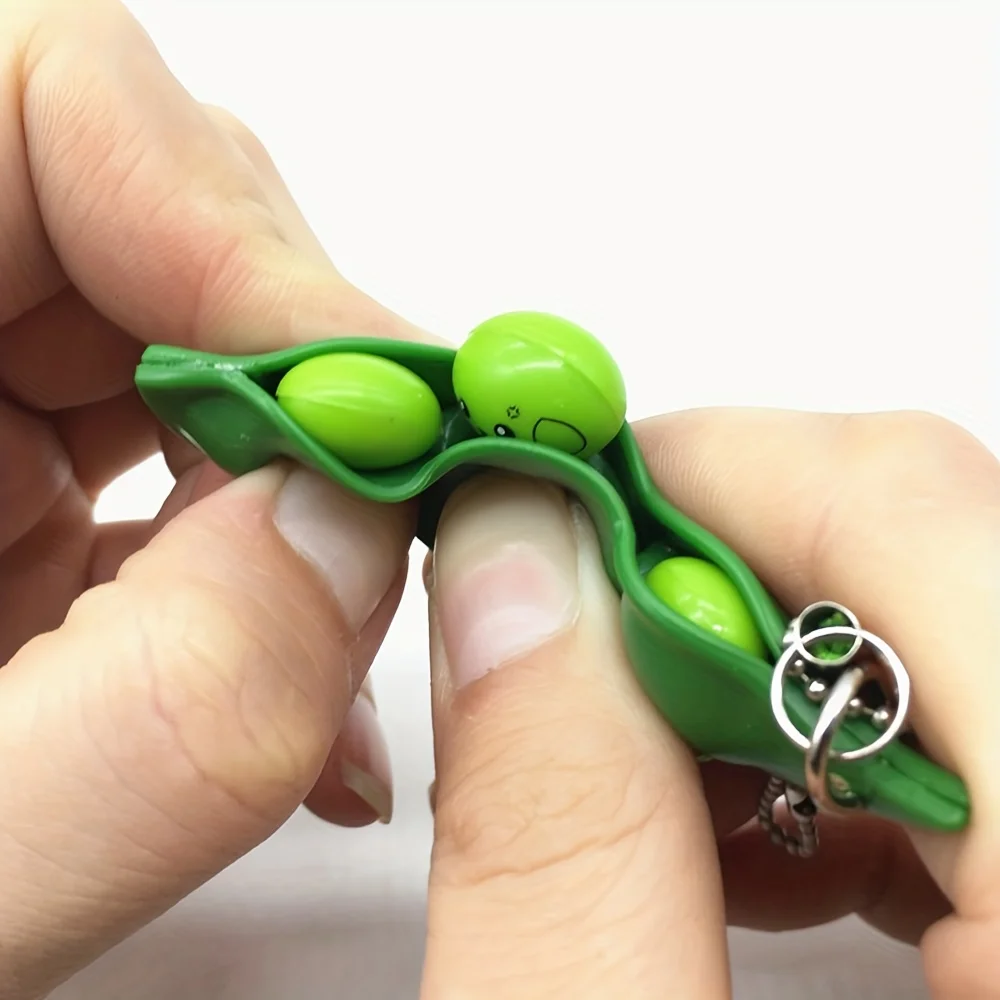 1/50pcs Fidget Toy Anti Stress Peas Squeeze Decompression Toys Kawaii Funny Beans Keychain For Child Adult