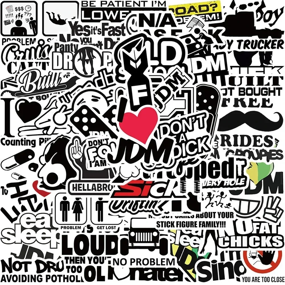 

10/30/50pcs Cool JDM Styling Stickers for Laptop Car Luggage Bicycle Motorcycle Skateboard Waterproof Sticker Graffiti Decal Kid