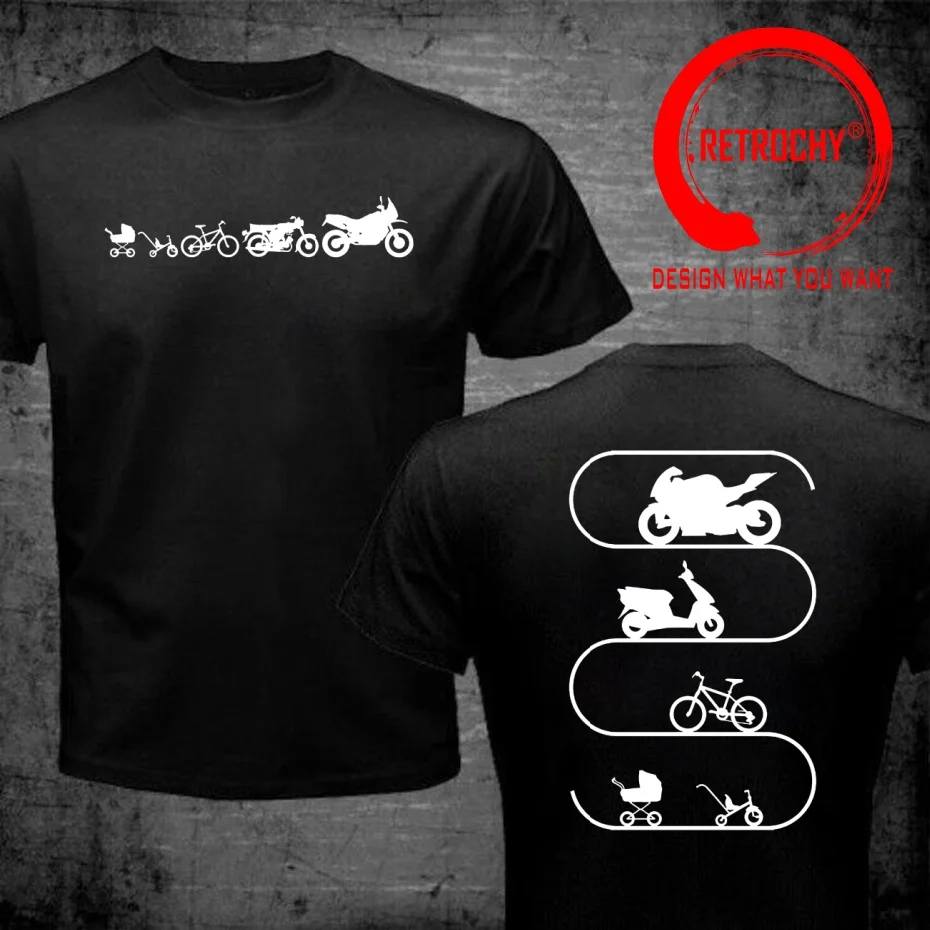 Evolution Bicycle Scooter Motorcycle Biker T Shirt Men Fashion Trendy Casual Clothing Stylish Tops Tee Shirt Leisure Tshirt