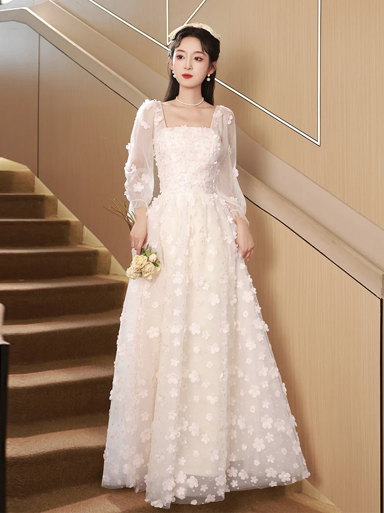 

Ele Long Sve Princ Sle Evening Gown for Women Birthday Par Corporate Event Performance Adult Ceremony Polyester...