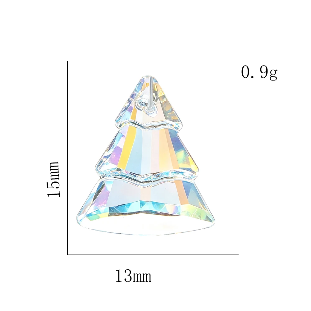 Cute Iridescent Crystal Christmas Tree Suncatcher Mini Faceted Pine Shape Hanging Pendant For Lamp Shade Window Decor Decorative