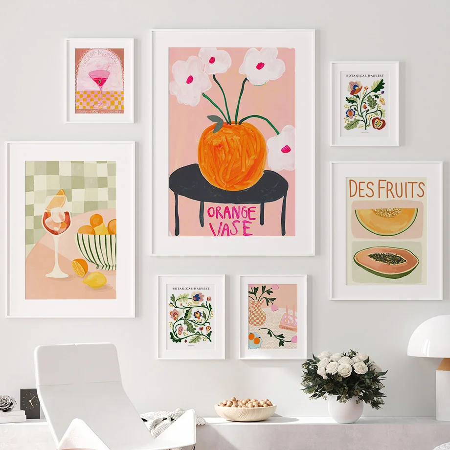 Retro Flowers Vase Gallery Colorful Funky Poster And Prints Simple Wall Art Canvas Painting Wall Pictures For Living Room Decor