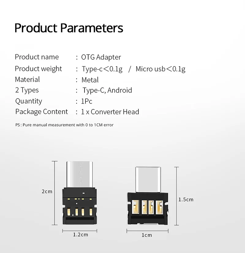 1/5PCS Universal Type-C Micro USB to USB 2.0 OTG Adapter Connector USB 2.0 Type C Micro USB OTG Cable Adapter For Xiaomi Huawei view 6