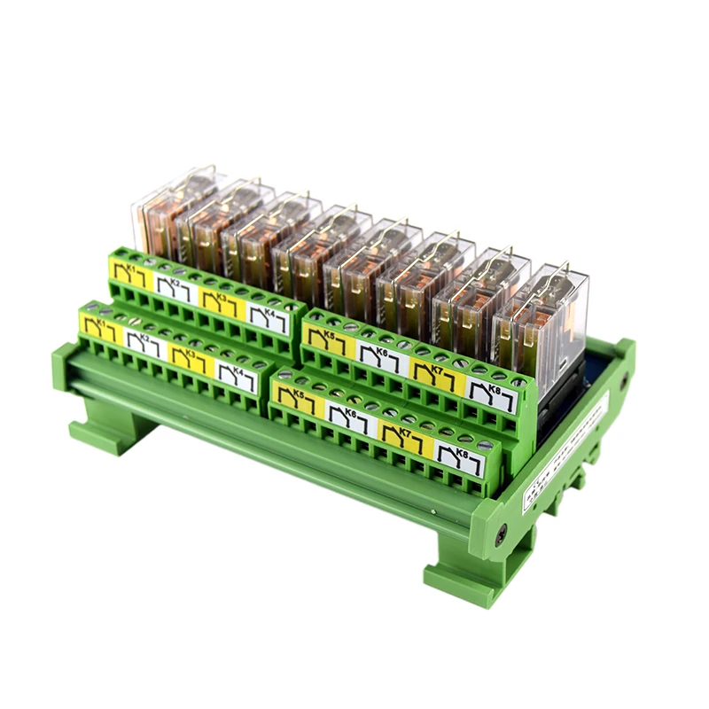 

Huaqingjun 8-Channel DPDT Relay Module 24VDC G2R-2 5A Electromagnetic Relays Isolation Board for PLC