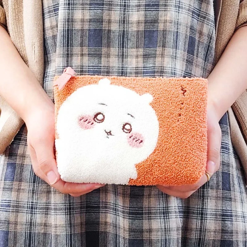 Chiikawa Plush Wallet Hachiware Usagi Cartoon Kawaii Embroidery Zipper Cosmetic Bag Pencil Case Coin Storage Women Girls Gifts